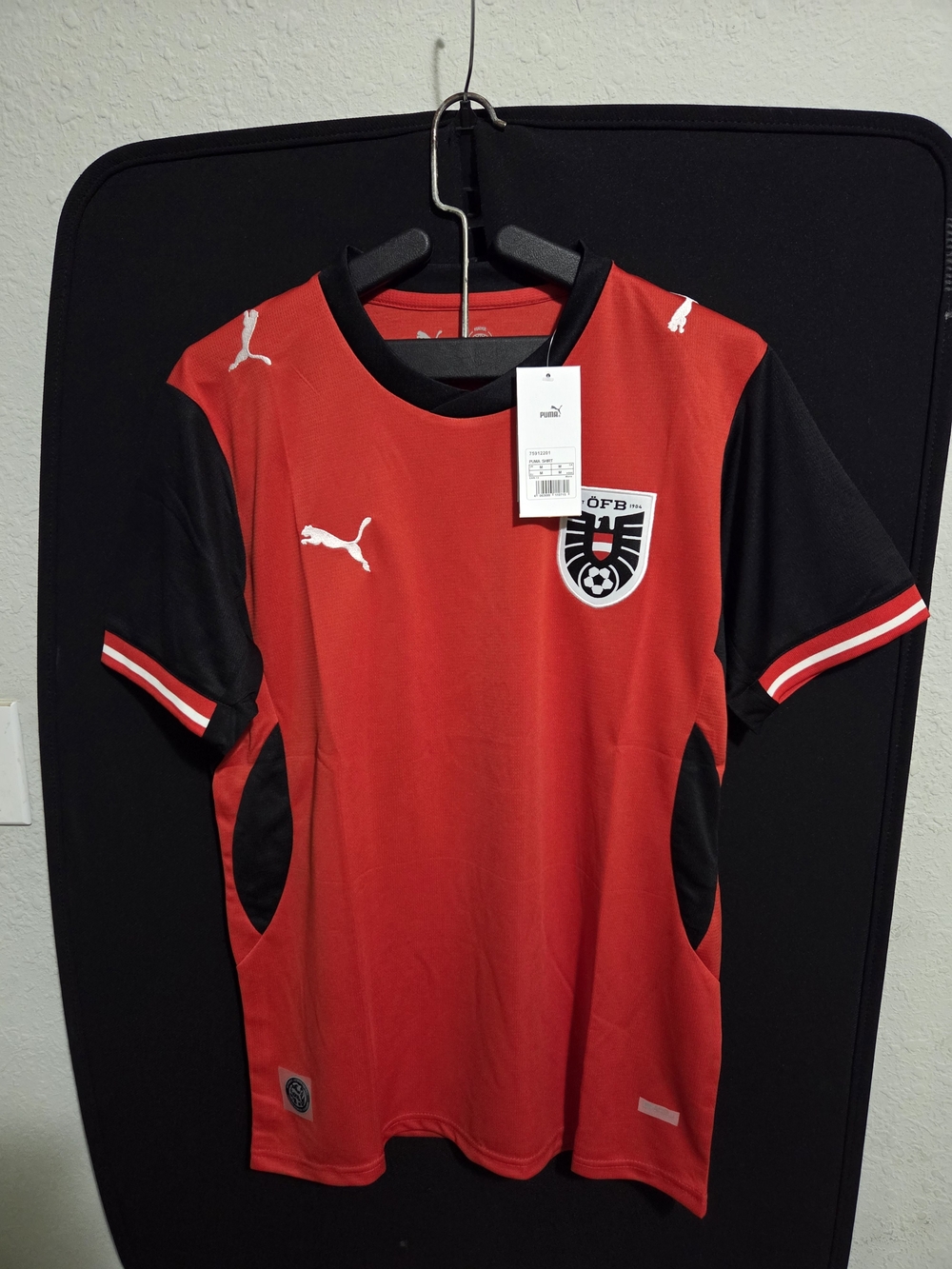 Puma Austria  Red & Black Soccer Jersey Medium